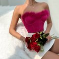 thumbnail image 5 of 2DXuixsh Elegant Camisole Tops for Women Solid Color Sexy V Neck Lace Short Feather Corset Top Summer Tank Shirt Dressy Tops for Women Hot Pink Size L, 5 of 7