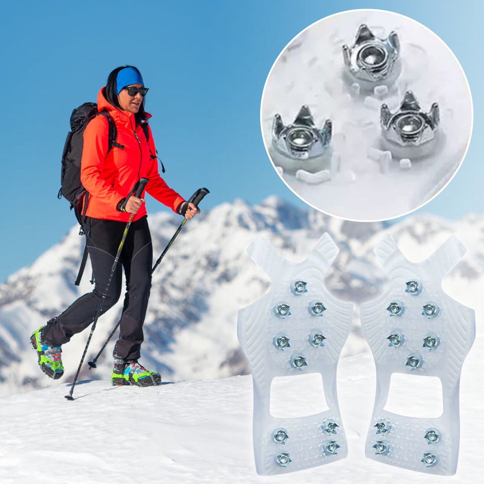 ALPTREK Pro Snowshoe Kit with Sawtooth Grip, Poles, Case Blue
