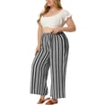 thumbnail image 2 of Pantalón De Salón De PierAncPaMujer, TalGrande, Estilo Boho Palazzo negro blanco gris 4X, 2 of 6