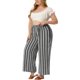 thumbnail image 2 of Pantalón De Salón De PierAncPaMujer, TalGrande, Estilo Boho Palazzo negro blanco gris 4X, 2 of 6