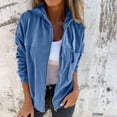 thumbnail image 2 of THDHVS Hoodies for Women,Womens Hoodies,Women's Casual Long Sleeve Zip-up Loose Lightweight Shacket Shirt Jacket Coat Outerwear with Pockets Blue S, 2 of 7