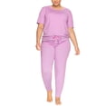 thumbnail image 4 of Felina Women's 3-Piece Soft Jersey T-Shirt, Shorts and Pants PJ Lounge Set-Purple / L, 4 of 6