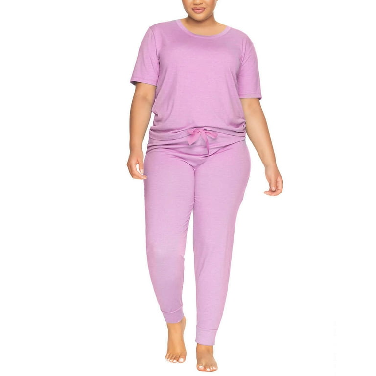 Felina Women s 3 Piece Soft Jersey T Shirt Shorts and Pants PJ Lounge Set Purple M