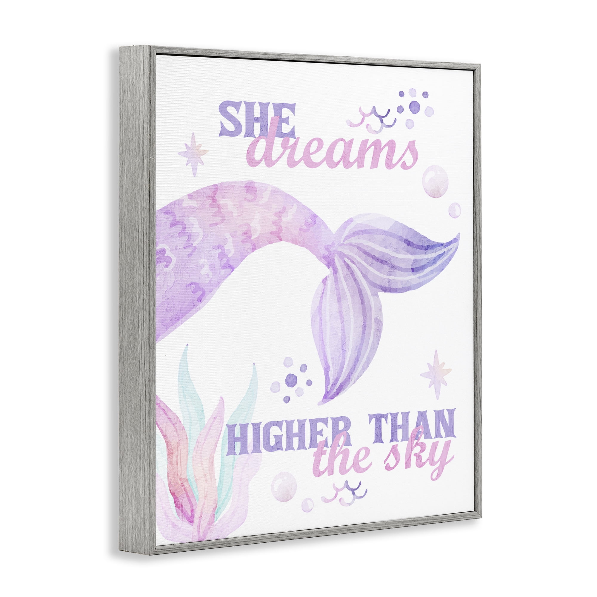 She Dreams Higher Than The Sky Gray Framed Giclee Art, design by Kim Allen