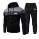 thumbnail image 3 of Sudadera con capucha con estampado tricolor para hombre, conjunto deportivo holgado de tendencia de moda, informal, con cremallera, para gimnasio y trotar al aire libre, otoño e invierno, novedad de 2, 3 of 4