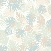 Stylish Fabric Off White Aqua Blue Tropical Leaf Printed on Poly Moroccan Fabric, DIY Projects by the Yard