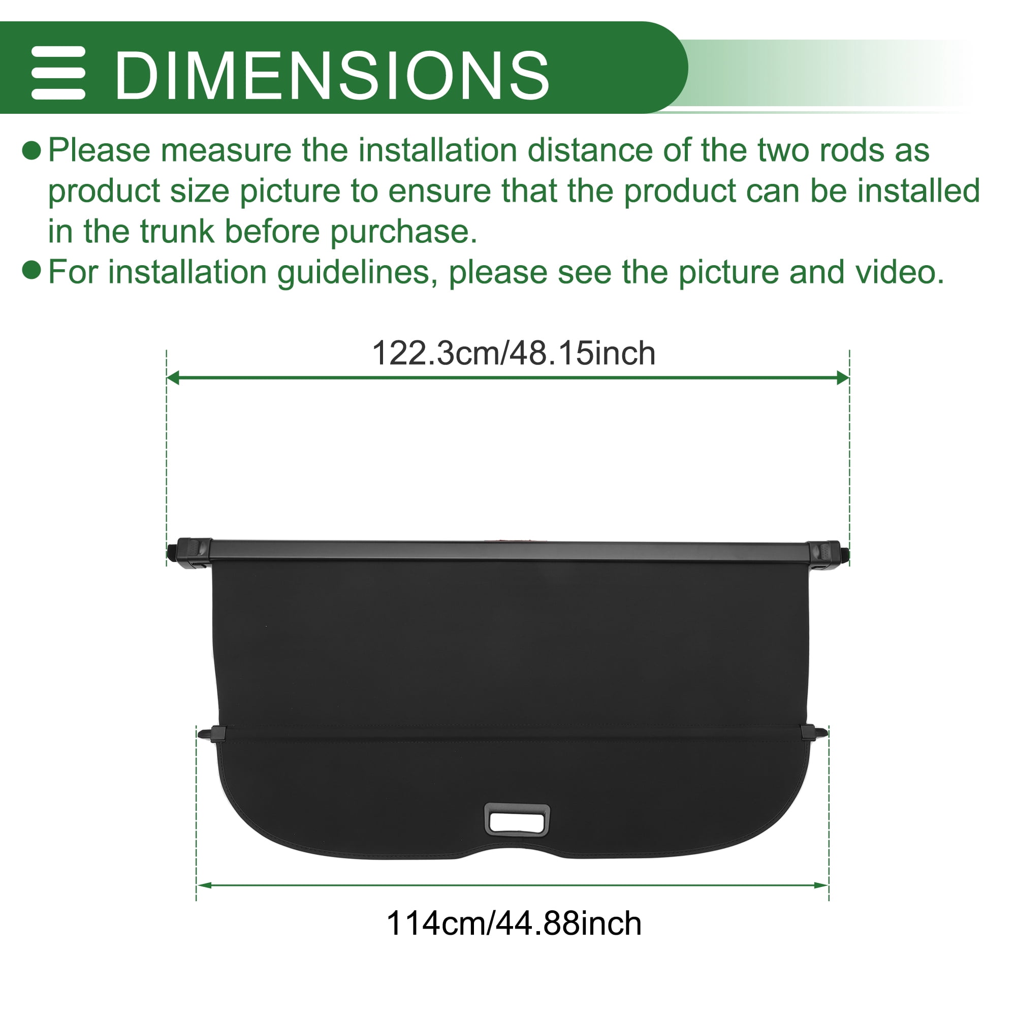 Unique Bargains Retractable Cargo Vehicle Cover Gloss Black for INFINITI QX50 2014-2017
