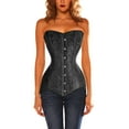 thumbnail image 2 of SRZYMJ Corset Top for Women Satin Floral Lace Up Bustier Overbust Strapless Body Shapewear Waist Trainer, 2 of 4