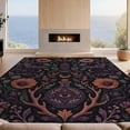 thumbnail image 2 of Design&I 5'x7' Washable Area Rug Sleek Flatweave Pet Friendly & Non-Slip Deep Midnight Floral Enchanted Garden Design Mystical Botanicals with Occult Motifs for Small Living Room, Bedroom, 2 of 7