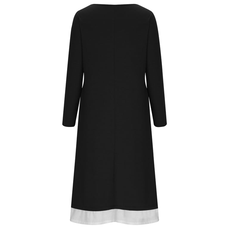 funeral dress long Finelylove Black Dress For Funeral Jumpsuits Woman Shirt Dress Long Long Sleeve Solid Black M, Women's, Size: Medium