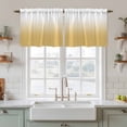 thumbnail image 2 of Yellow Ombre Tier Curtains, White Gradient Color Modern Abstract Art Light Filtering Kitchen Curtains, 2Pcs Rod Pocket Half Window Treatments Panels for Sink Cafe Cabinet Camper 27.5x36 Inches, 2 of 9