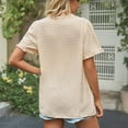 thumbnail image 2 of Olyvenn Blouses for Women Dressy Casual Solid Color Button Down Short Sleeve Top Chiffon Elegant Stylish Summer Tunics 2025 Beige 8, 2 of 6