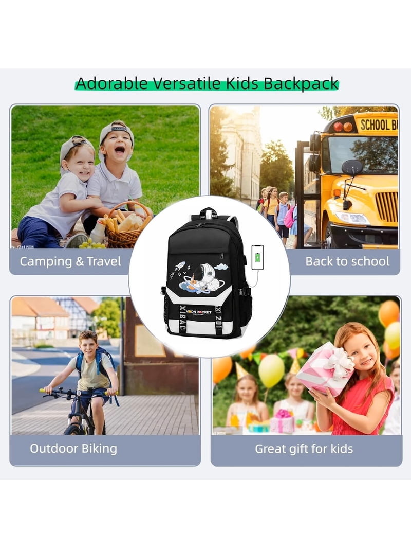 Lvelia School Bag Backpacks,School Backpack for Boys Girls Kids Elementary Middle School Large Capacity Bookbags with USB Charge Port,Black Lvelia School Bag Backpacks,School Backpack for Boys Girls Kids Elementary Middle School Large Capacity Bookbags with USB Charge Port,Black