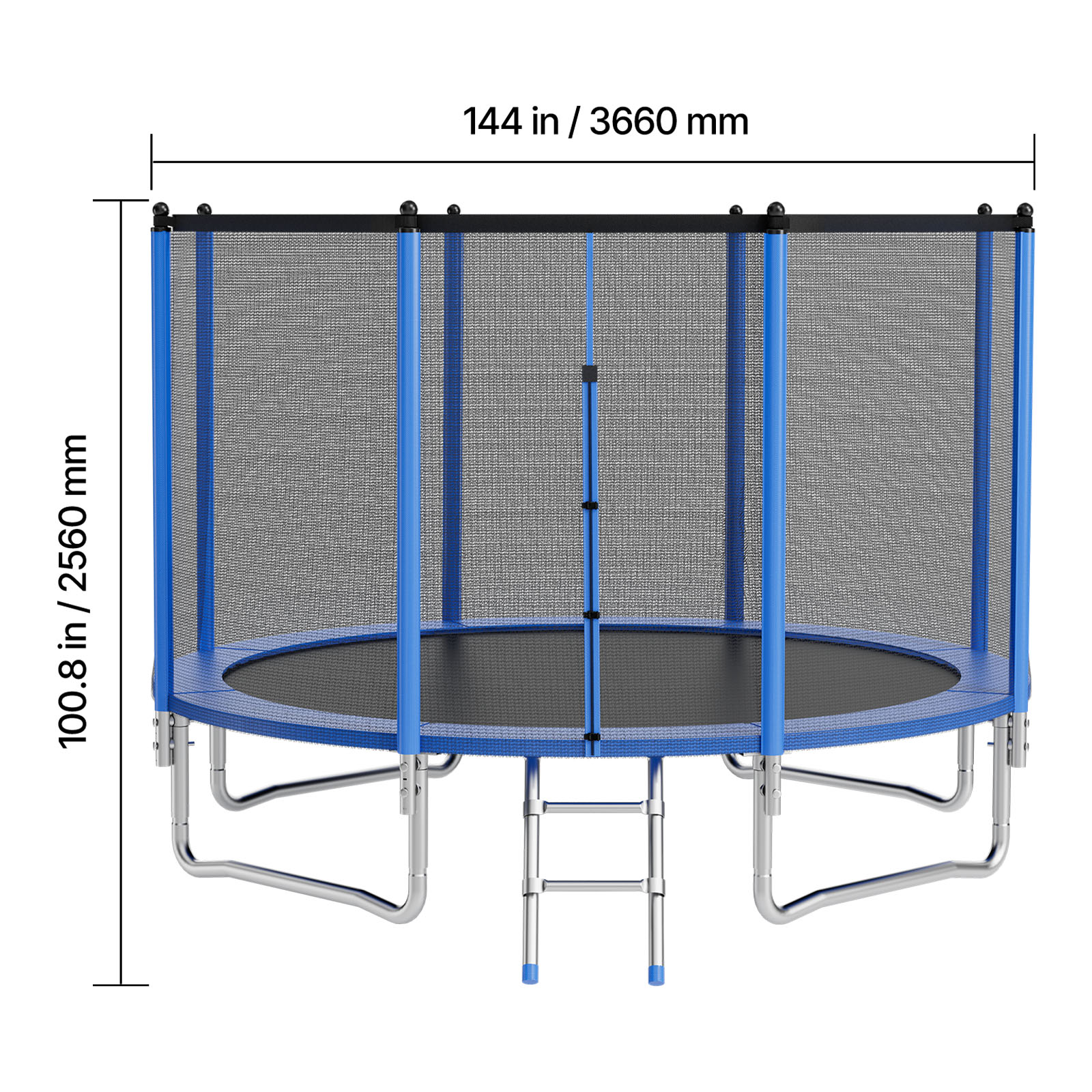 KFFKFF 12FT Outdoor Trampoline with Safety Enclosure, ASTM Certified, Durable Design, 400 lbs Weight Limit, Rust-Resistant Recreational Trampoline for Backyard Fun