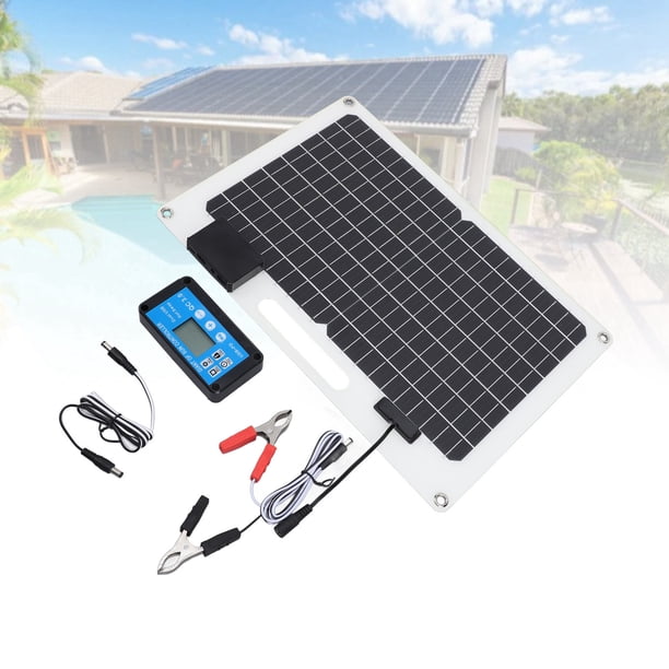 Kit de Cargador de Panel Solar, Controlador de Carga de Silicio Monocristalino 100A 12V 24V Alta Eficiencia Para la la Cerca de Garaje Invernadero