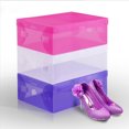 thumbnail image 3 of Limei 1 Pack Stackable Shoe Box Foldable Clear Plastic Sneaker Display Box, Shoe Storage Box with Front Entry and Sturdy Frame, Space Saving Shoe Container Bin, Purple, 3 of 7