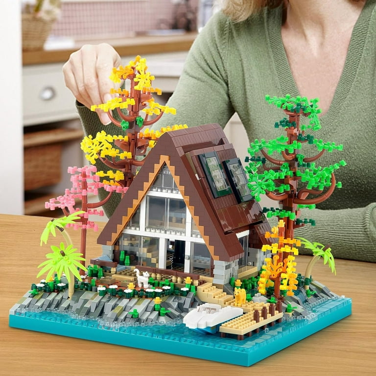Set Costruzioni A-Frame Cabin – 1486 Pezzi – Modello Architettonico Di Baita Nella Foresta Per Adulti E Ragazzi - 2