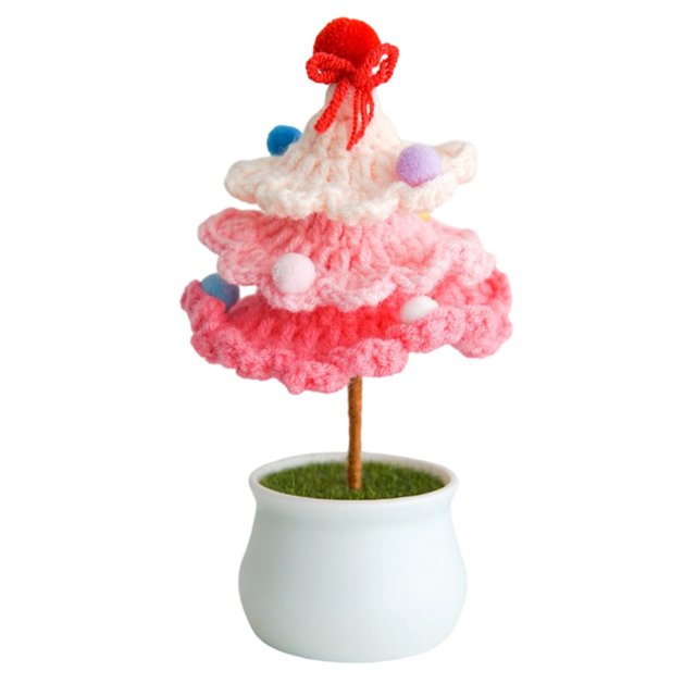 Desktop Ornament,Handmade Crochet Pot Desktop Ornament Decorative Knitted Potted Home Desk Accessory Unique Idea,Home Decor
