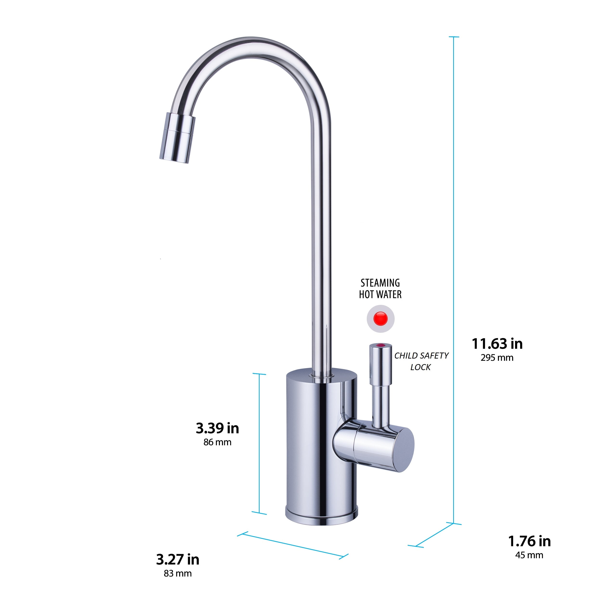 Ready Hot Compact Kitchen Hot Water Dispenser with Chrome Dual Handle Faucet 41-RH-150-F570-CH
