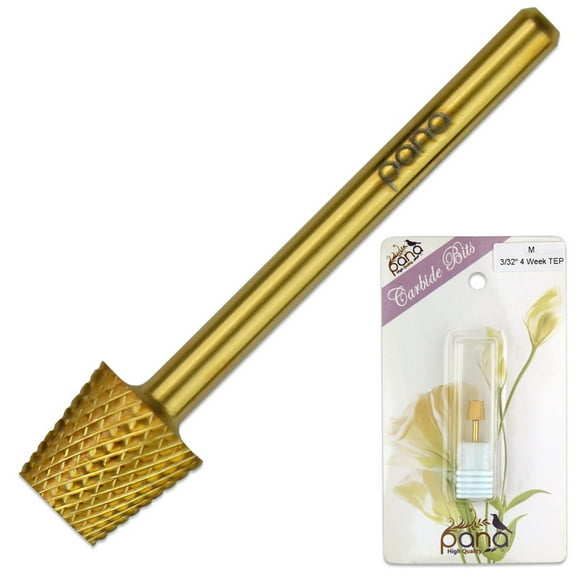 Pana 3/32" 4 Week Tapered Backfill Carbide Nail Drill Bit - Medium Grit - For Electric Dremel Drill Machine (Gold)