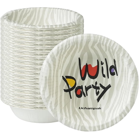 Paper Bowls 50 Count Disposable Soup Bowls Heavy Duty Zebra Print for Snacks Dessert Breakfast Lunch and Dinner Meals