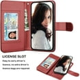 thumbnail image 3 of NJJEX Wallet Case for iPhone 14 Plus 6.7" 2022, for iPhone 14 Plus Case, [9 Card Slots] PU Leather ID Credit Holder Folio Flip [Detachable] Kickstand Magnetic Phone Cover & Lanyard [Wine Red], 3 of 7