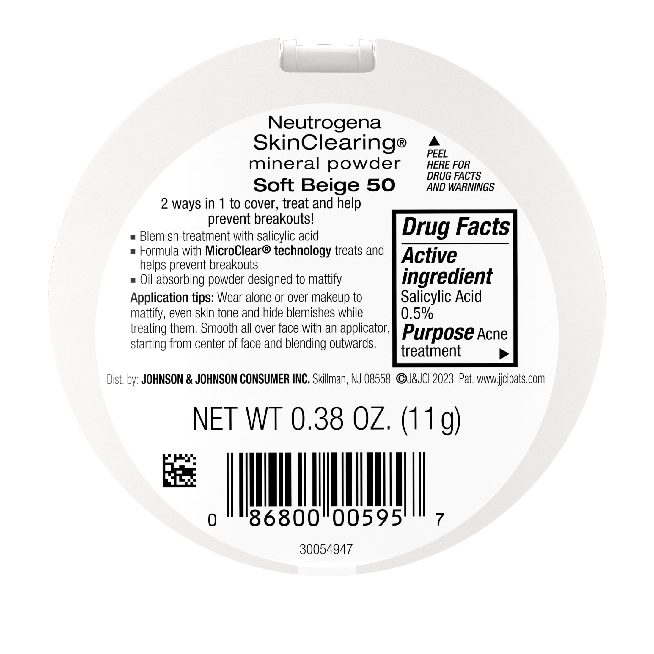 Neutrogena SkinClearing Pressed Acne Powder, Soft Beige 50,.38 oz