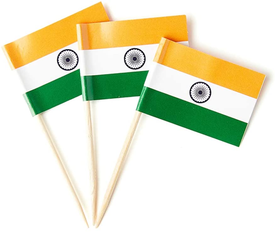 India Flag Indian Small Toothpick Mini Stick Flags Decorations (100