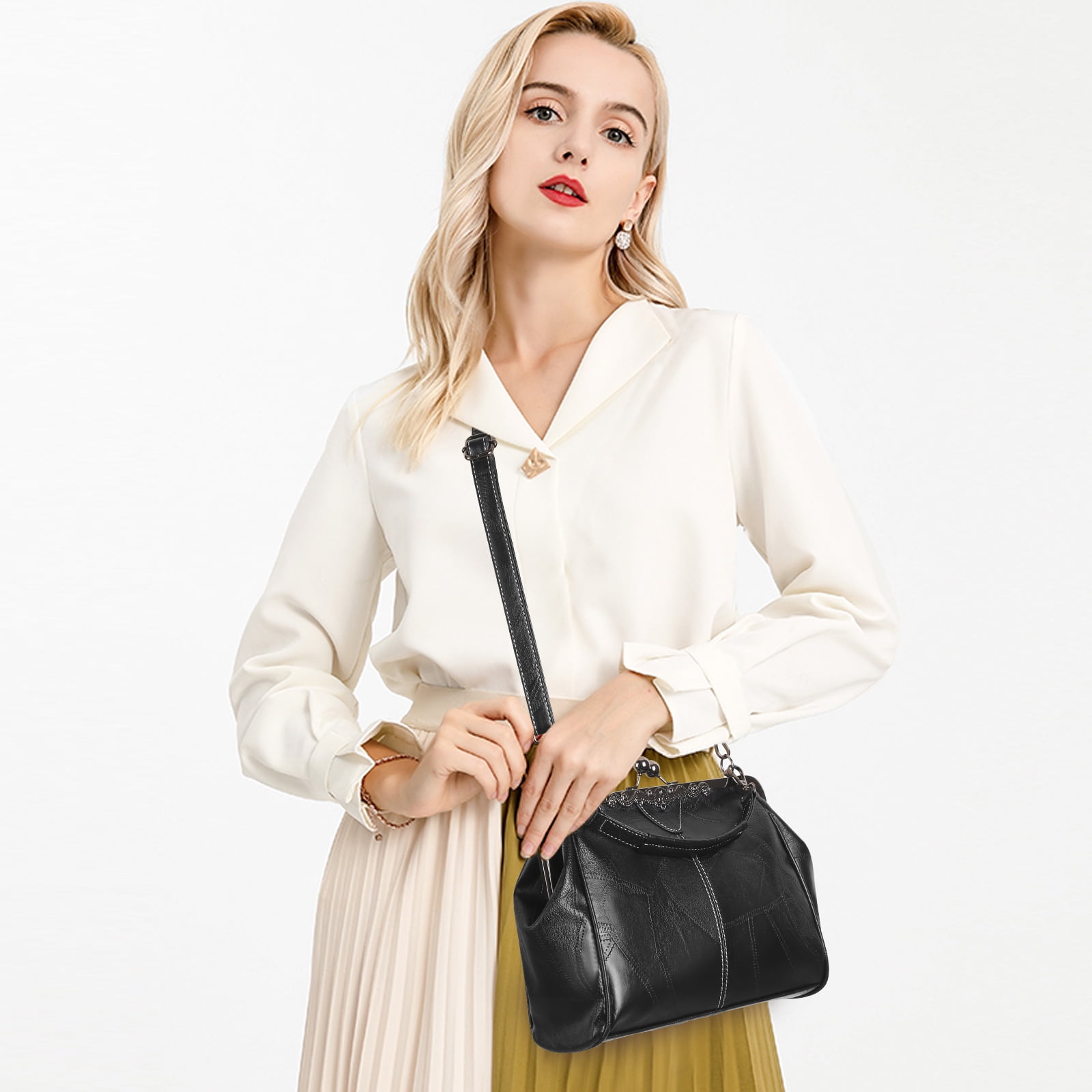 SENDEFN Crossbody bags for women trendy, Fashion Leather Shoulder Clip Bag,Ladies Classic Handbag Light Purse with Adjustable Strap