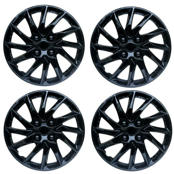 14" Wheel Covers & Hub Caps ABS Black, 4 Pack