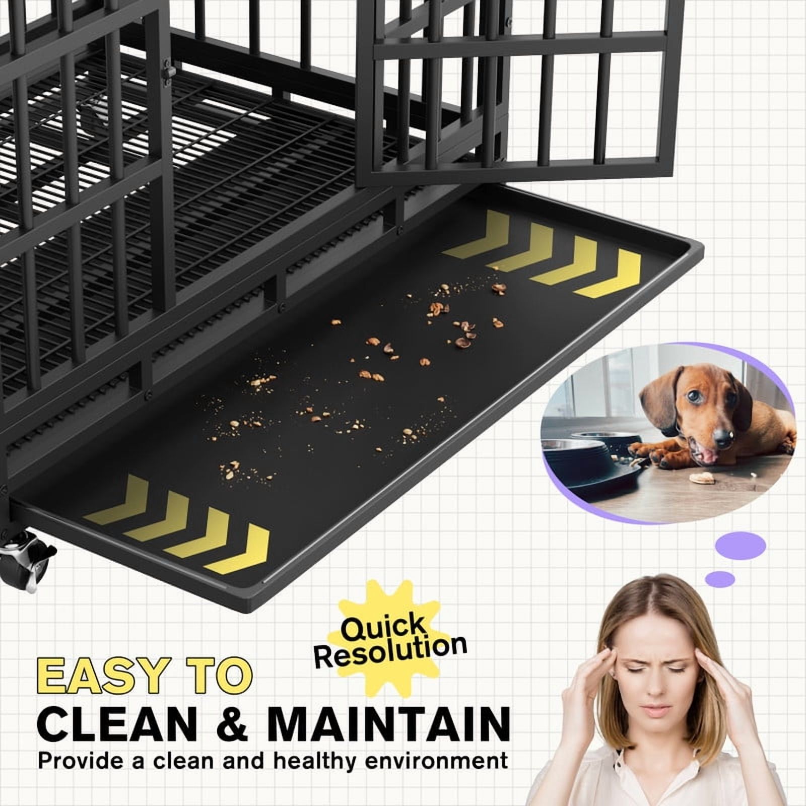 Furmax 37" Heavy Duty Dog Crate with Removable Tray Large Dog Kennel Heavy Duty Dog Crate cage with Wheels