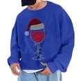 thumbnail image 2 of UVEASISHA Chandail en Molleton de Noël pour Hommes Col Rond Mode Imprimé Verre de Vin Pull d'Automne Décontracté Manches Longues Haut Xmas Chandails en Molleton Surdimensionnés pour Hommes Offres Quotidiennes Liquidation Bleu 2TG, 2 of 5