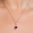 thumbnail image 3 of Gem Stone King Keren Hanan 4.08 Ct Heart Shape 10mm Red Created Ruby 925 Silver and 10K Yellow Gold Lab Grown Diamond Infinity Pendant Necklace with Chain, 3 of 3