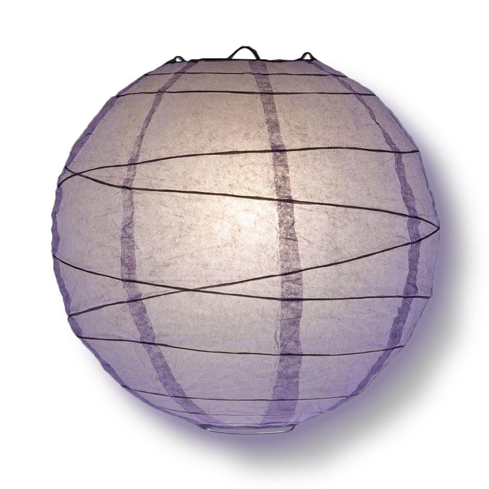 Quasimoon 8' Lavender Round Paper Lantern, Crisscross Ribbing, Hanging Decoration by PaperLanternStore