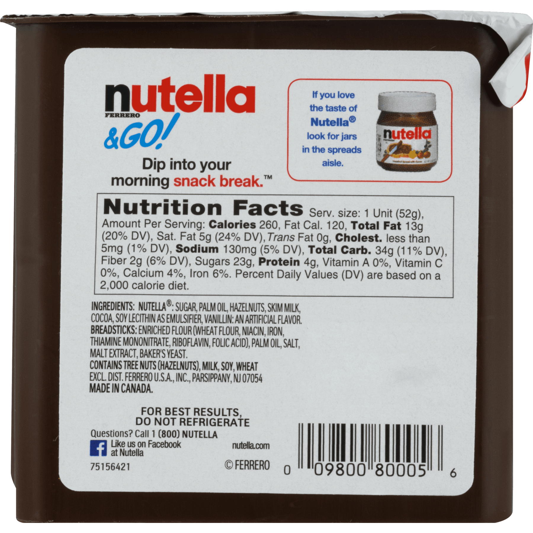 Nutella And Go Nutrition Facts Besto Blog