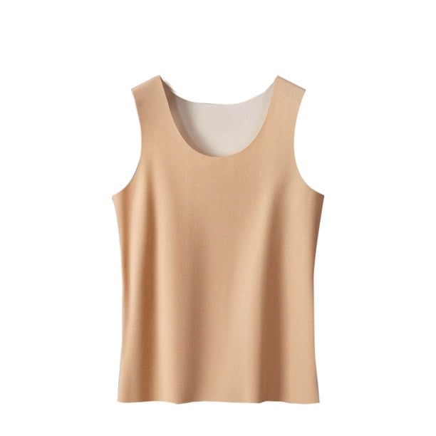 Ropa interior térmica para mujer, informal, lisa, sin mangas, cuello redondo, alta elasticidad, mantiene el calor, ropa interior de poliéster para mujer