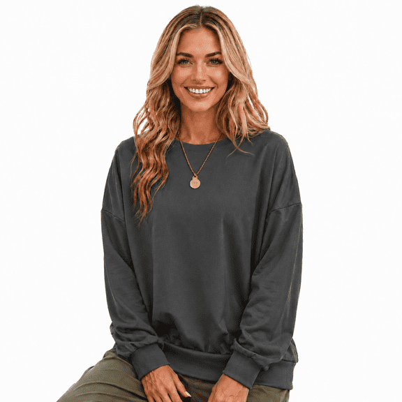 Women's Crewneck Long Sleeve Relaxed Fit Pullover Sweatshirt