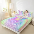 thumbnail image 4 of Feelyou Dreamy Unicorn Print Bed Sheets, Glitter Mermaid Scale King Sheets, Teens Kids Boys Girls Sheet Set, Lightweight Room Decor, 4 Pieces, 4 of 7