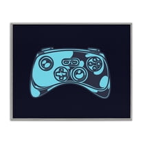 Stupell Industries Gaming Controller on Black Entertainment Painting Gray Framed Art Print Wall Art, 14 x 11