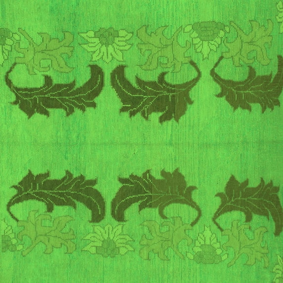 Ahgly Company Indoor Square Oriental Green Modern Area Rugs, 6' Square