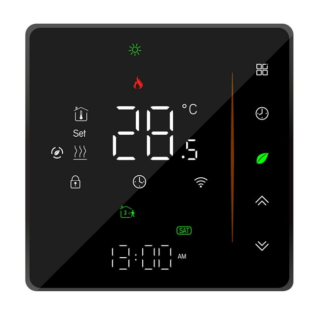 Contrôleur de Température Thermostat Intelligent Wi-Fi Programmable Hebdomadaire Prend en Charge le Contrôle Tactile/ Application Mobile/ Commande Vocale Compatible avec Alexa/ Google Home, pour Chauffage de l'Eau 5A Noir