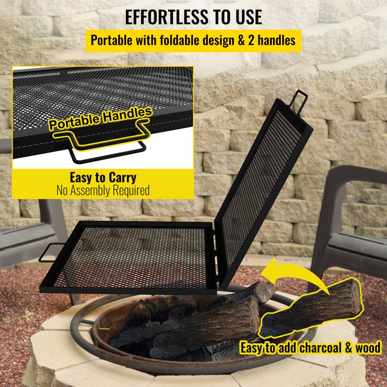 VEVOR VEVOR Folding Campfire Grill, Heavy Duty Steel Mesh Grate