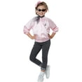 thumbnail image 2 of 50S Satin Varsity Child Costume Grease Pink Costume Jacket, 2 of 3