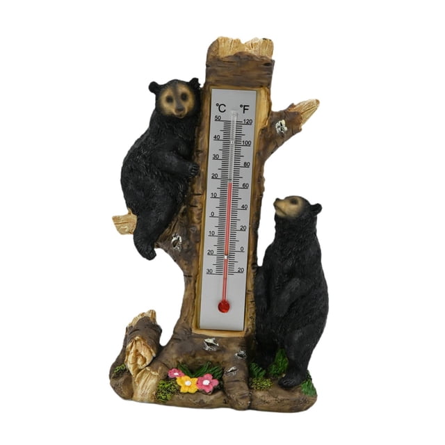 Escultura de jardín con termómetro, regalo creativo, robusta, de resina de doble escala, figura de animal para uso en interiores y exteriores, escuela