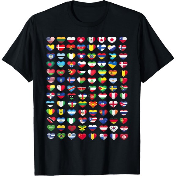Heart Flags of the Countries Of The World Flag International T-Shirt mens t shirt，black，women，funny，misfits，men，journey，t-shirt
