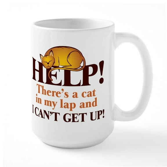 CafePress - Cat Mugs - 15 oz Ceramic Large White Novelty Mug