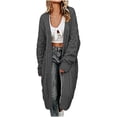 thumbnail image 3 of Otvok Ladies Open Front Maxi Knit Sweater Coat, Women Oversized Long Sleeve Diamond Cable Knit Loose Fit Cardigan Outerwear, 3 of 7