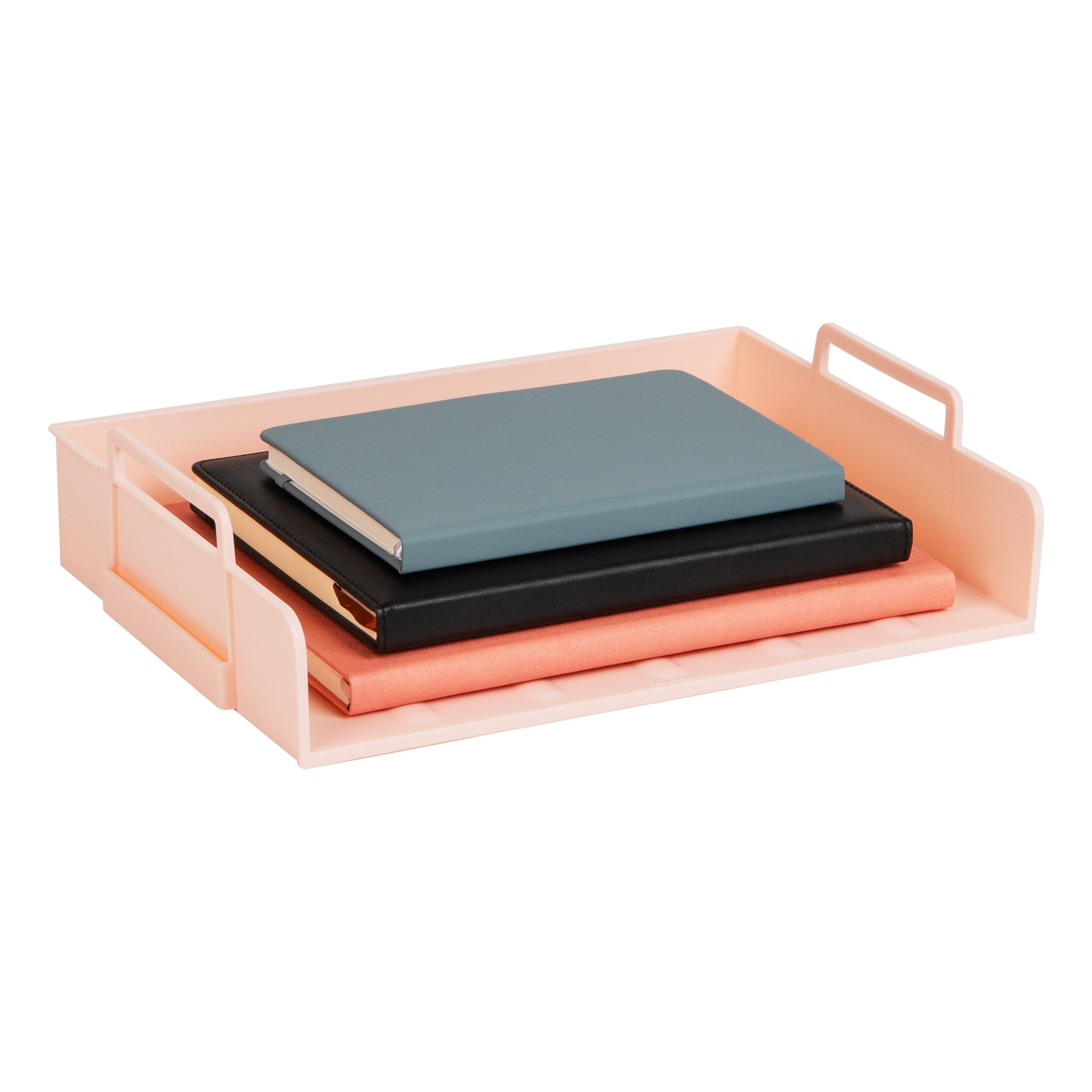 Mind Reader Stackable Paper Tray, Desktop Organizer, File Storage, Office, Plastic, 13.75"L x 10"W x 10.75"H, 4 Pcs., Pink