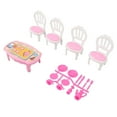 thumbnail image 2 of Dollhouse Dining Table Chairs,Plastic High Simulation Miniature Table And Chairs For 1:16 Dollhouse Furniture Decoration Accessory, 2 of 8