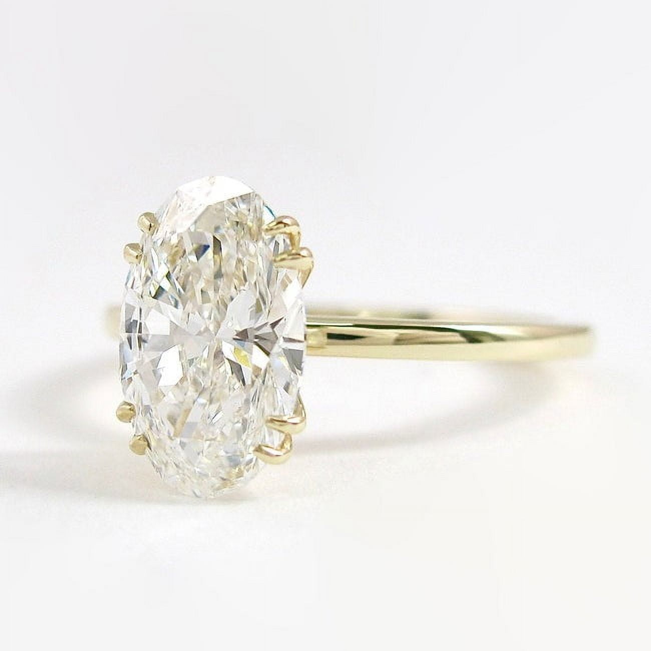 SOLITAIRE JEWELS 4CT Oval Cut Solitaire Style Moissanite Engagement Ring For Women Gift In 10K Yellow Gold